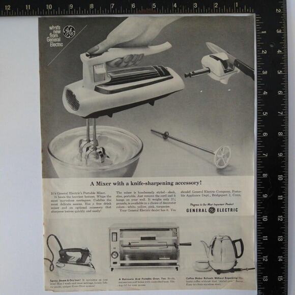 GE Appliances - Mixer Coffee Maker Kitchen - Vtg 1961 B&W Print Ad - Picture 3 of 10